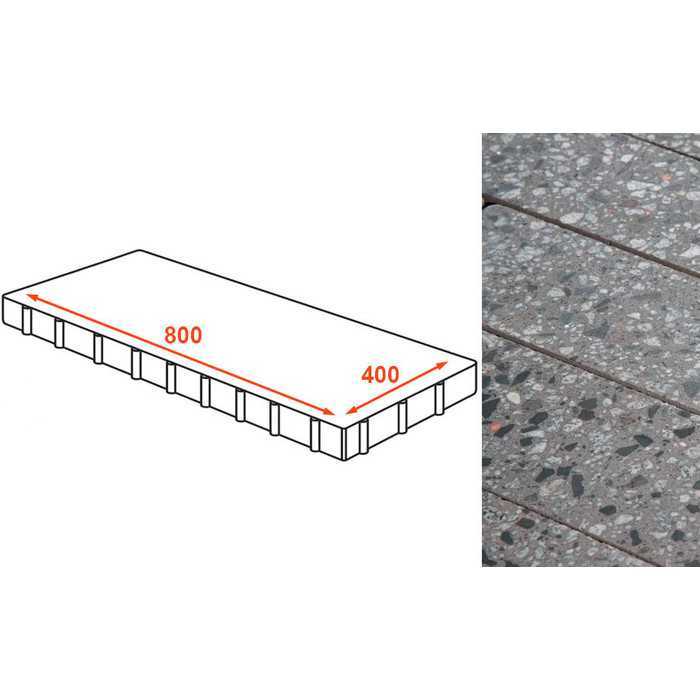 Плита тротуарная Готика Granite FINO, Галенит 800x400x80 мм